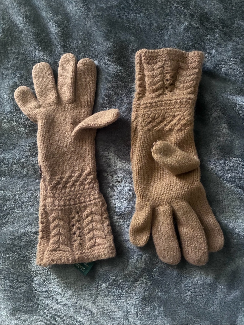 Lauren Ralph Lauren Tan Beige Knit Winter Gloves